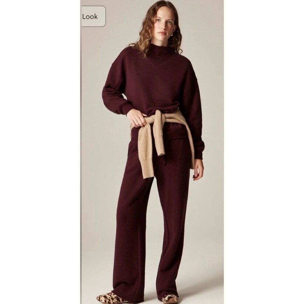 J. Crew Heritage terry wide-leg sweat-pant Maroon NWOT size S